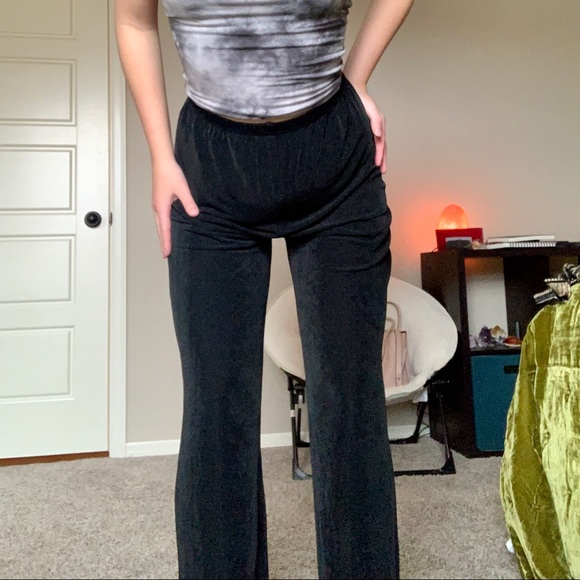 VTG 80’s / 90’s Black Slinky Flown Boho Pants - Picture 5 of 8